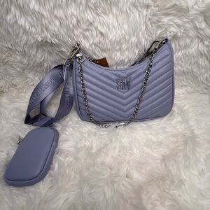 Steve Madden Violet  Quilted Shoulder Bag with Chain Accent & Detachable Pouch